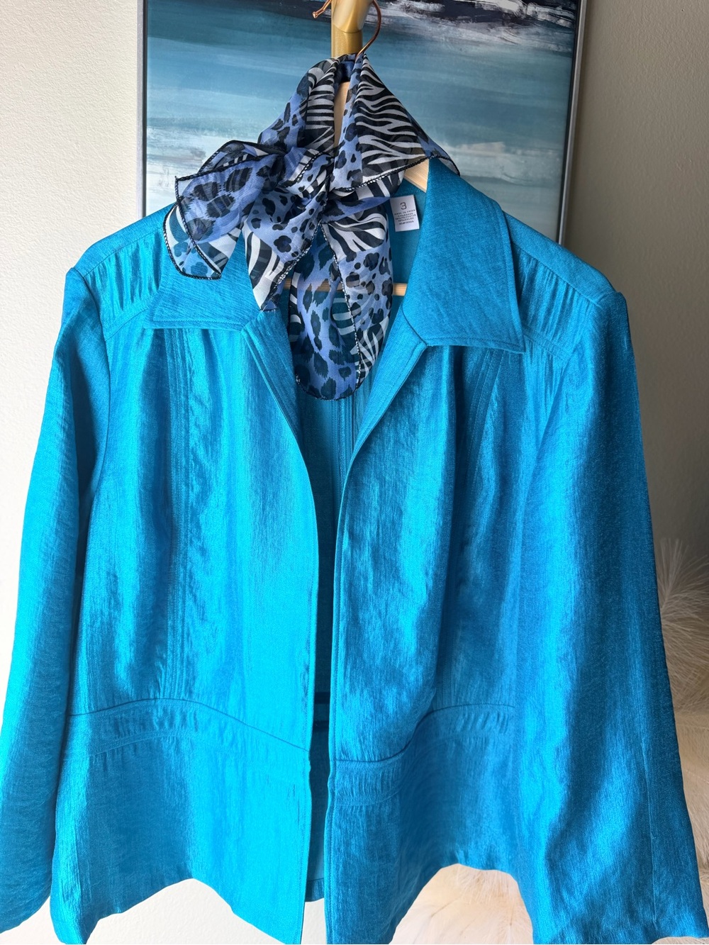 💋 Chico's Teal Button-Front Light Blazer Jacket